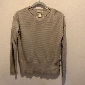 Cynthia Rowley Beige Linen/Cotton Blend Waffle Knit Long Sleeve Shirt. US Med.‍‍